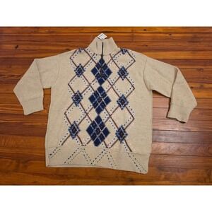 We The Free Free People Argyle Quarter Zip Sweater Neutral Combo OB2363144 XS